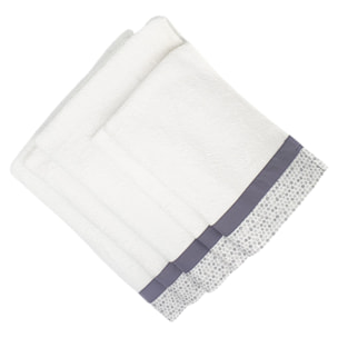 Set Spugna PALLINI 5 Pezzi: 2 Viso+2 Ospite + 1 Telo Bagno - 450 gr/m² - Bianco - Puro Cotone
