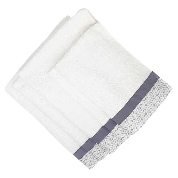Set Spugna PALLINI 5 Pezzi: 2 Viso+2 Ospite + 1 Telo Bagno - 450 gr/m² - Bianco - Puro Cotone