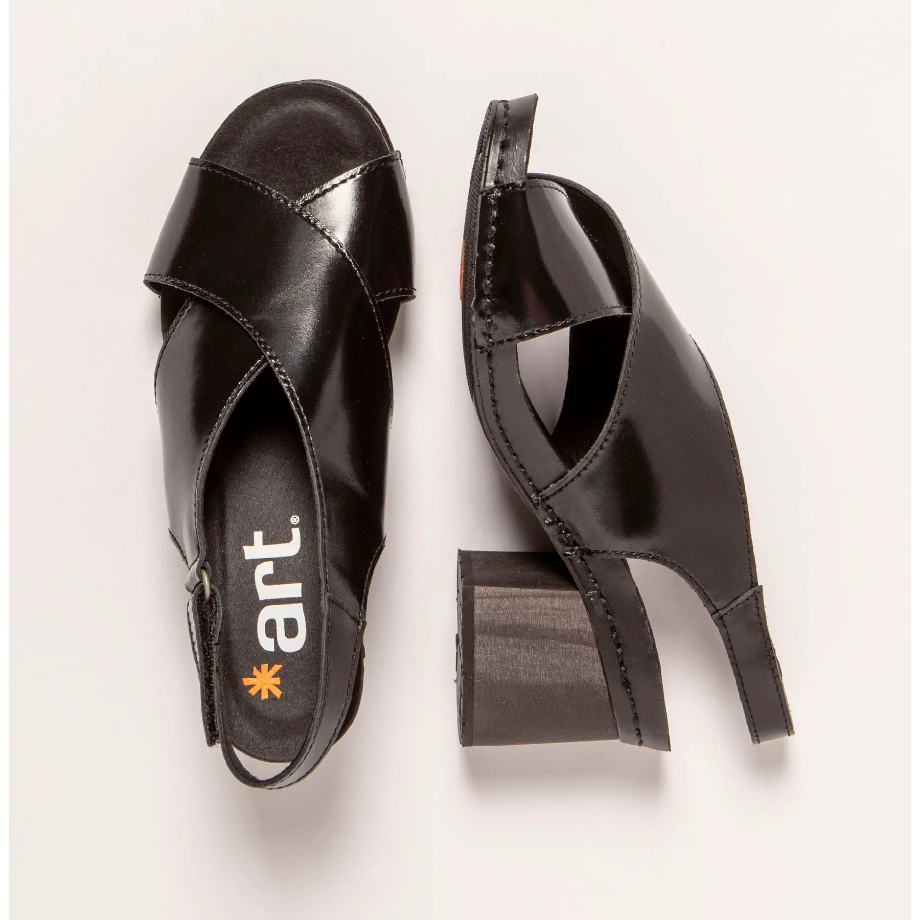 Sandalias con tacón 1878 NAPPA SHINNY BLACK/ I WISH color Black
