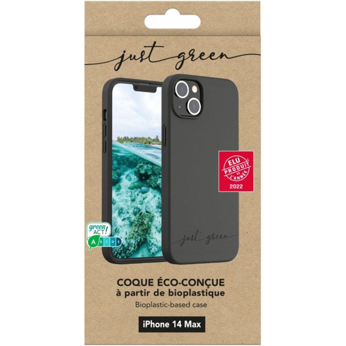 Coque JUST GREEN iPhone 14 Plus Bio noir