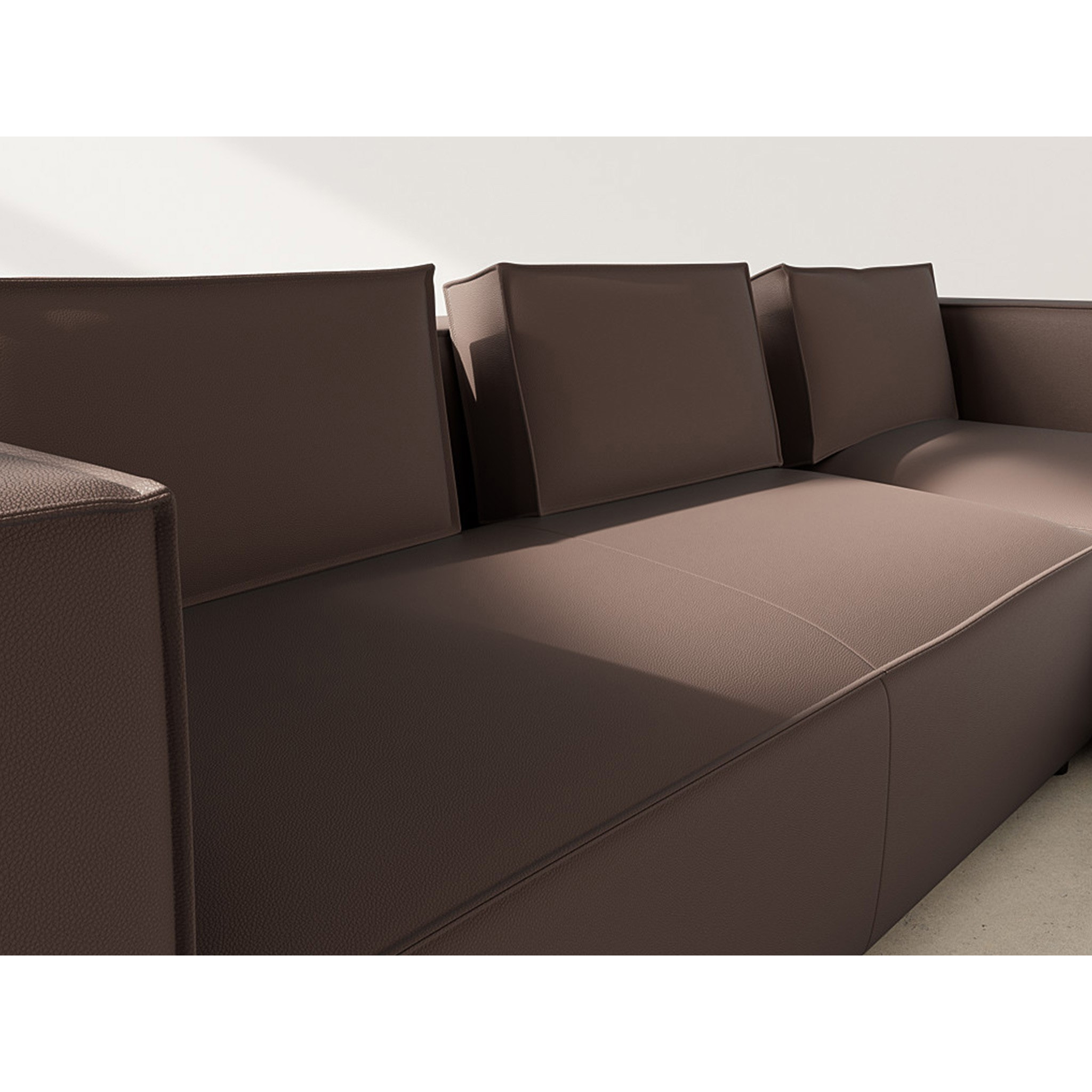 Stella - canapé d'angle droit 4 places en simili - Marron