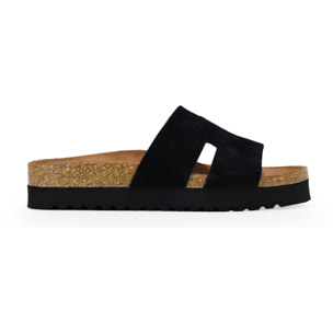 Sandalias de piel negras con suela bio