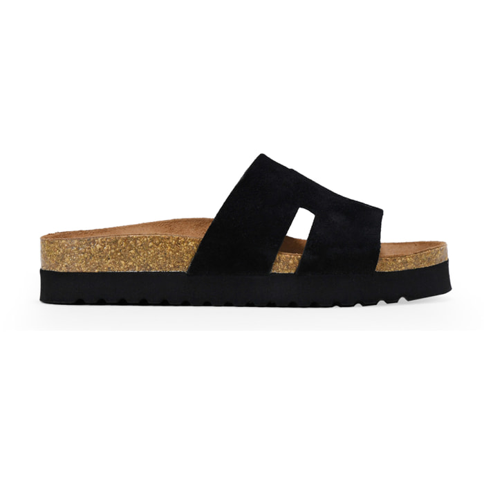 Sandalias de piel negras con suela bio