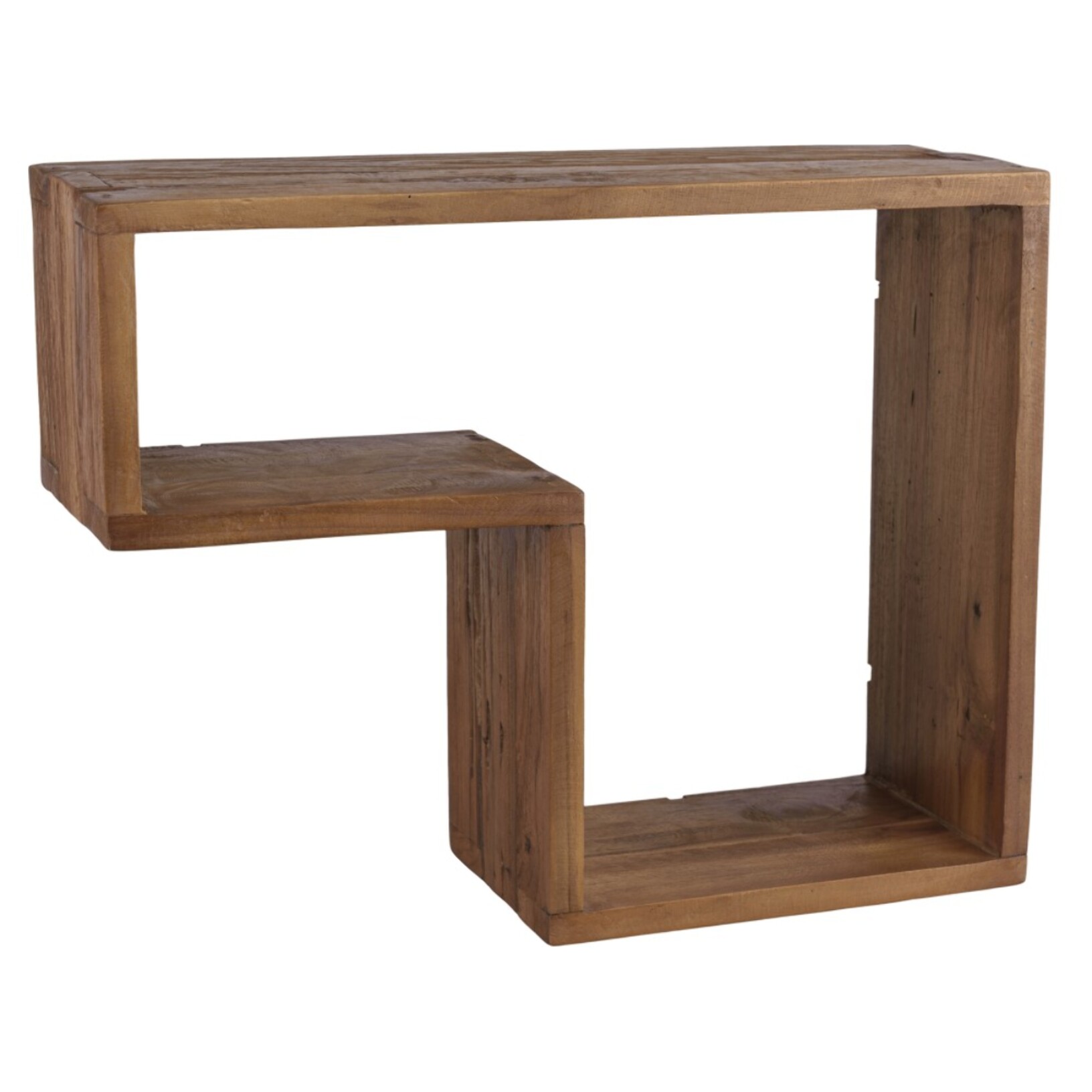 SIXTINE - Étagère murale marron forme 'L' 1 niche bois teck recyclé