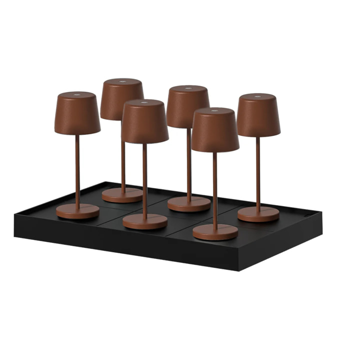 6 Lampes de table MINI KELLY Rouille H22cm + base de chargement