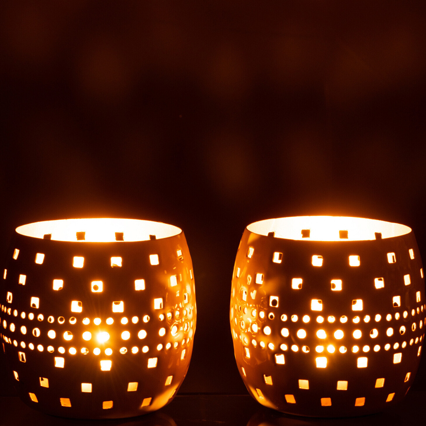 J-Line photophore Perfore - métal - rose clair/beige - 2 pcs