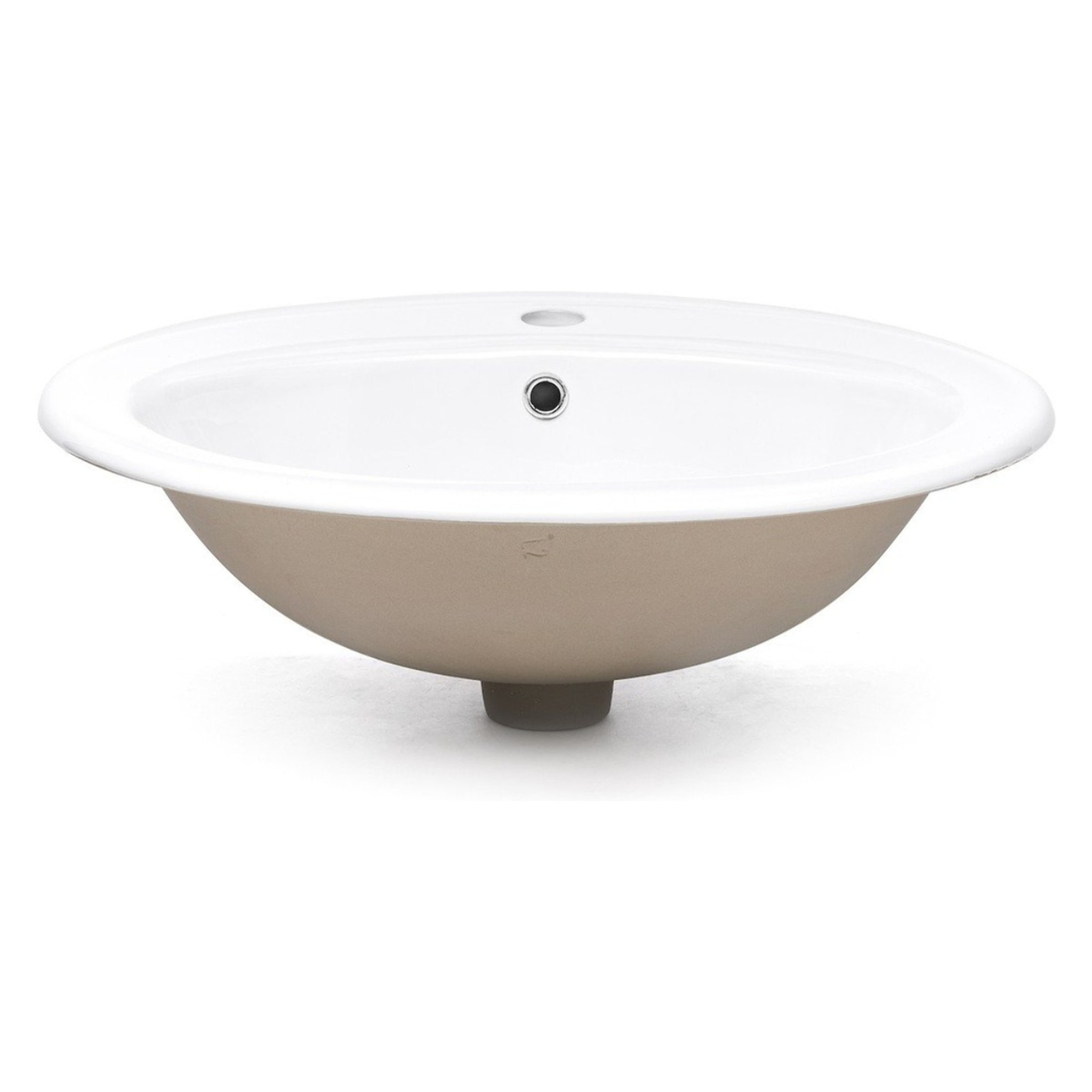 Vasque à encastrer 55 x 47,5 cm - blanc brillant - avec trop-plein - 1 trou de robinetterie centré - Multi Eur