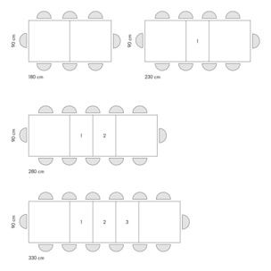 Tavolo GALLIPOLI in legno nobilitato effetto rovere rustico con gambe a X in legno bianco, allungabile 180×90 cm – 480×90 cm