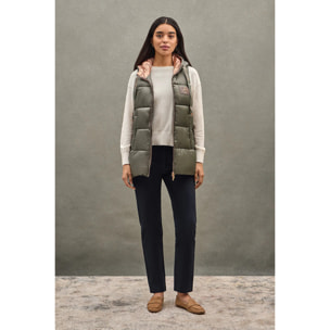 Gilet trapuntato verde militare con logo Polo Club