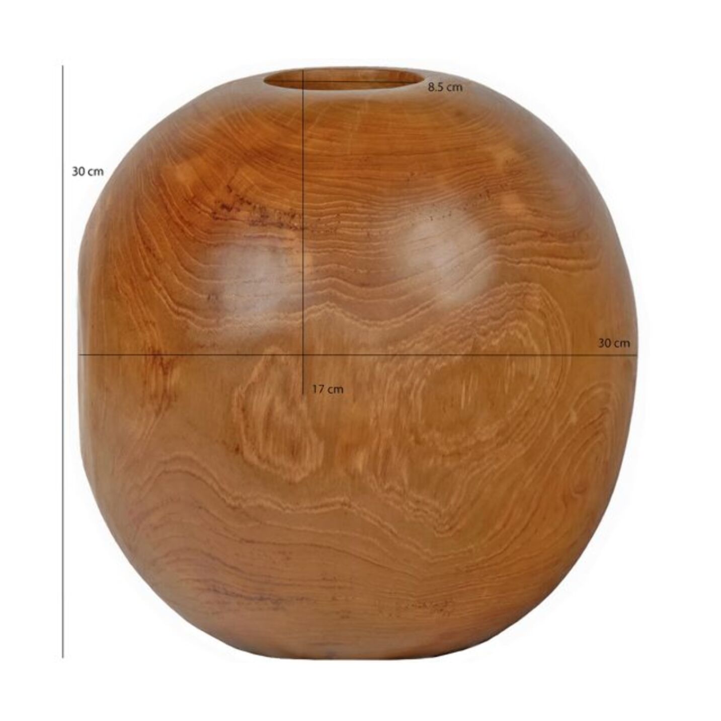 Vase décoratif rond D. 30 cm en bois de teck massif - FERGUS