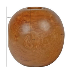 Vase décoratif rond D. 30 cm en bois de teck massif - FERGUS