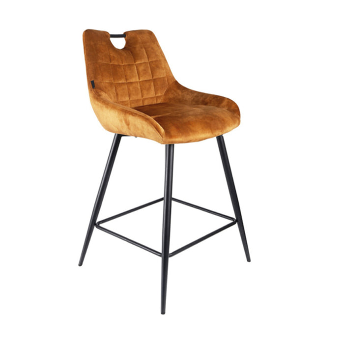 Chaise de bar en velours avec poignée et pieds en métal - ROSA 2