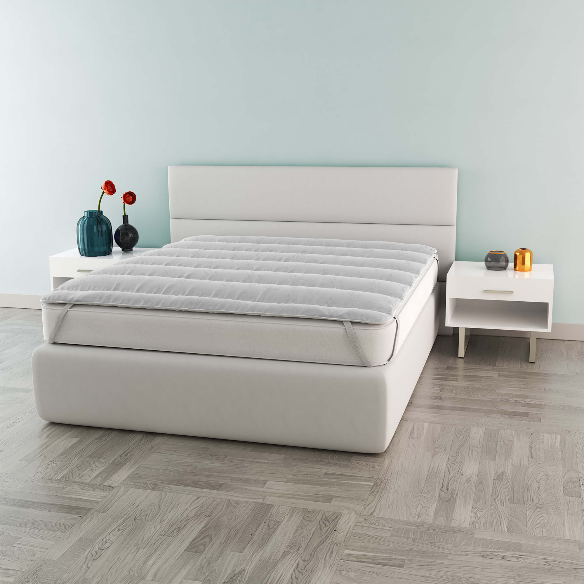TOPPER TRAPUNTATO BAMBOO CON ELASTICI - Made in Italy