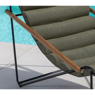 Fauteuil de détente en acier - bois et vert - SAVANE