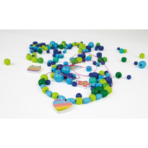 Grande Borsa di Perle in Legno, Blu