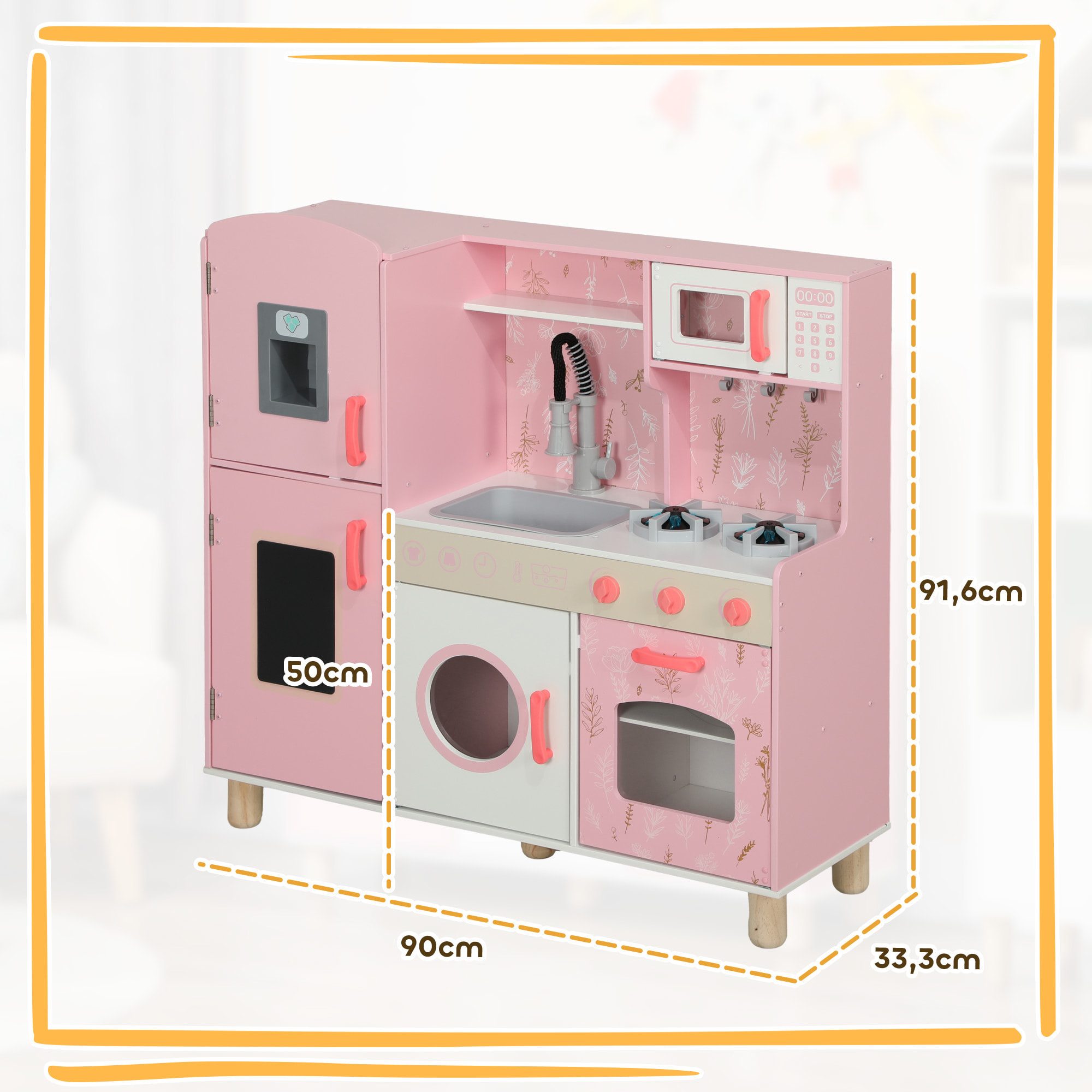 Cuisine enfant tout équipée avec accessoires effets sonores lumineux blanc rose