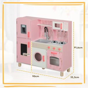 Cuisine enfant tout équipée avec accessoires effets sonores lumineux blanc rose
