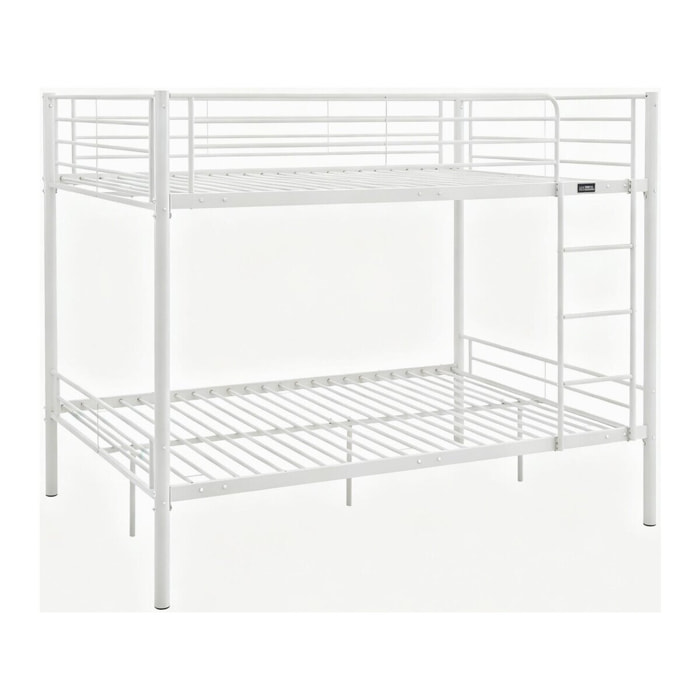 Lit double superposé avec sommier inclus "Adam" - 140 x 190 cm - Blanc