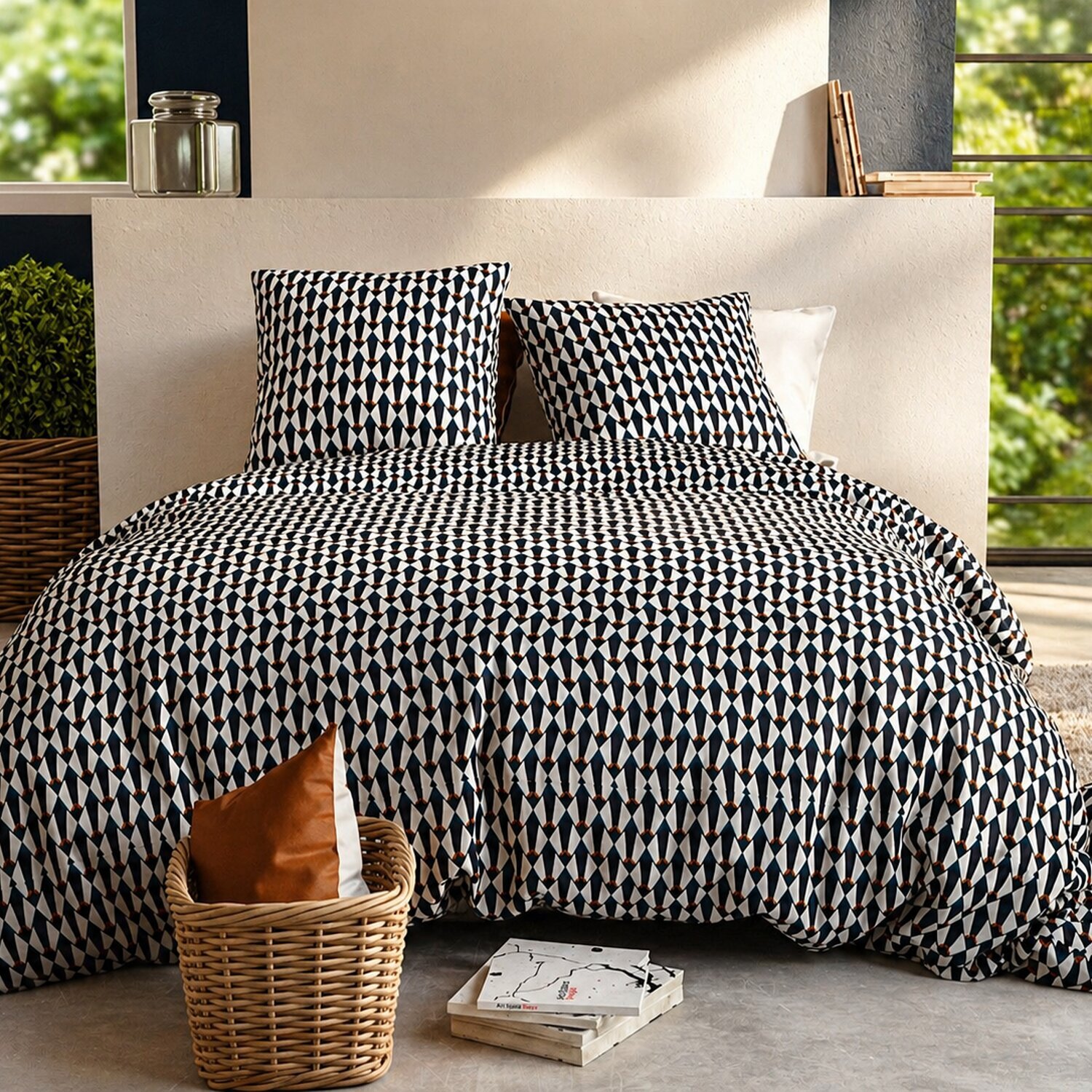 Parure housse de couette imprimé 100% coton - géo