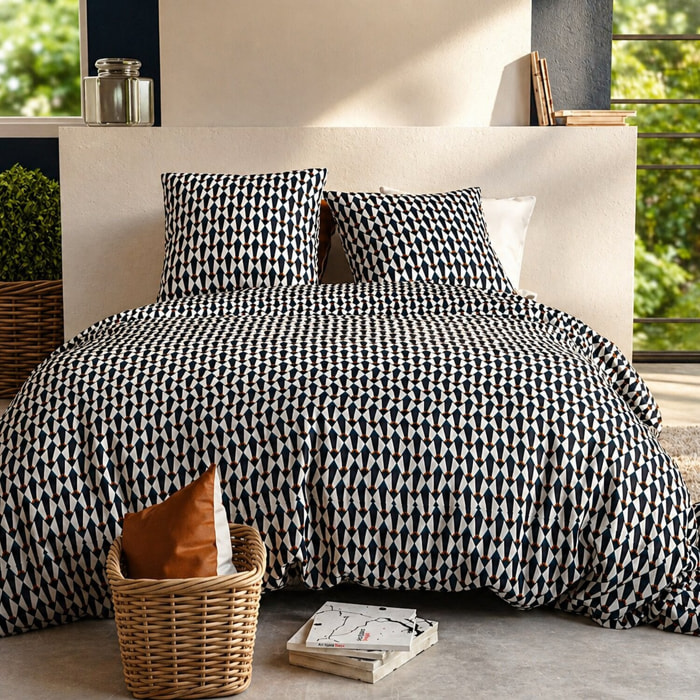 Parure housse de couette imprimé 100% coton - géo