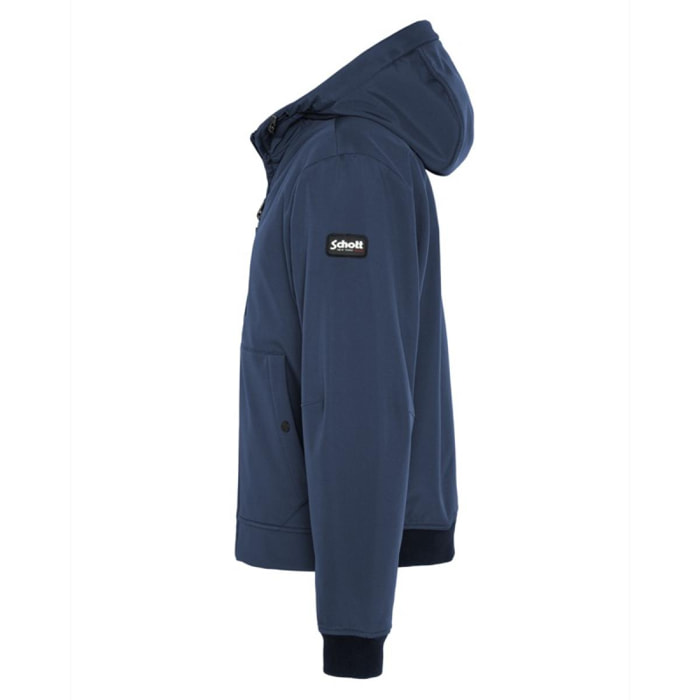 KALE HOODED SHORT JACKET IN BONDED SOFT SHELL 94% POLYESTER 6% ELASTHANE / 100% POLYESTER Blu