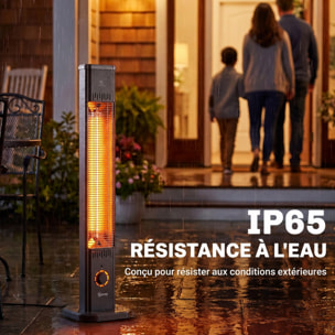Radiateur infrarouge sur pied 2000W 8 niv. télécommande housse métal noir