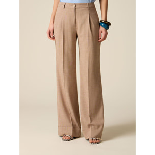 Oltre - Pantaloni palazzo misto viscosa - Beige