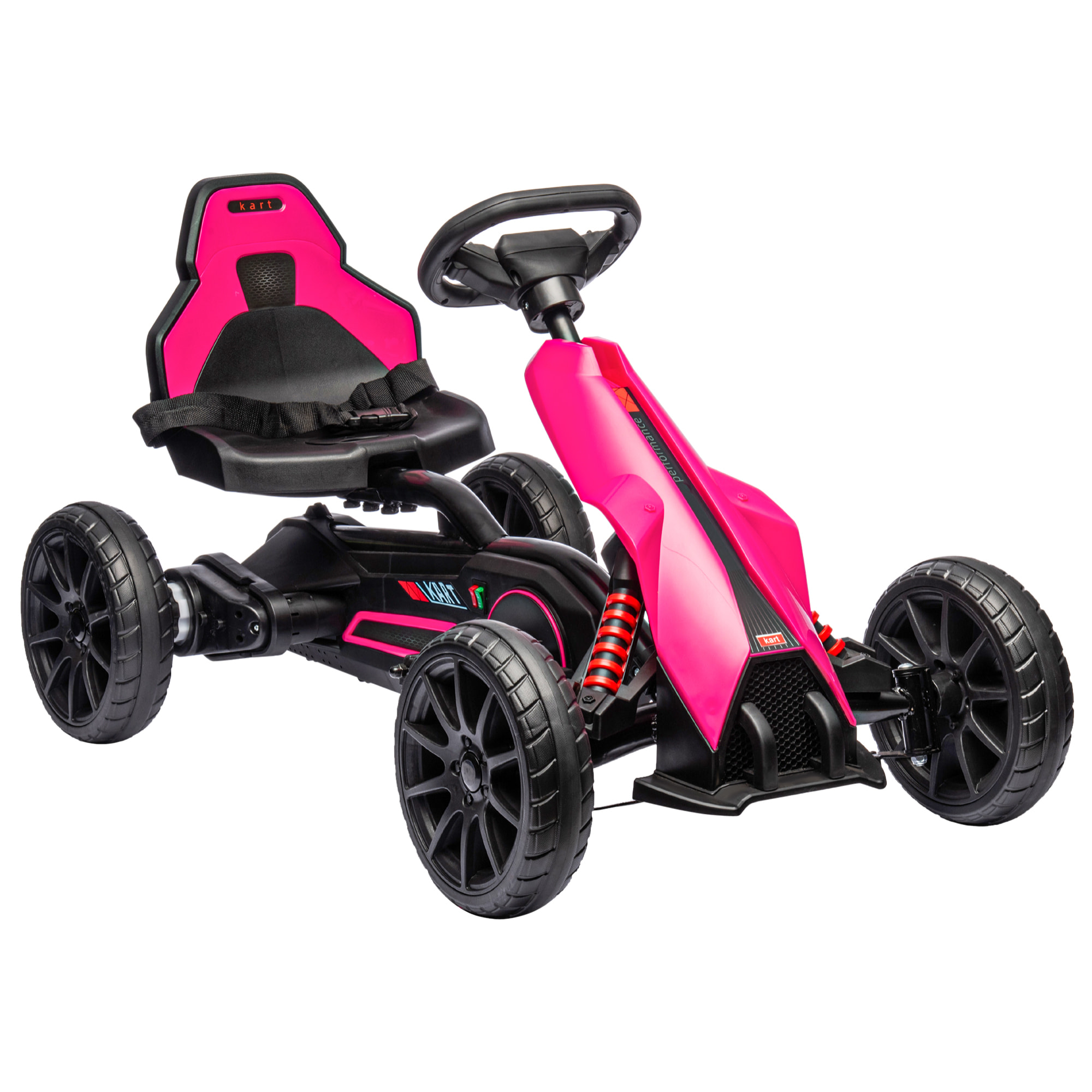 Kart électrique pour enfant 12V - Vitesse réglable 3-5km/h pour enfants de 3 à 8 ans - siège réglable ceinture de sécurité et 5 roues - rose