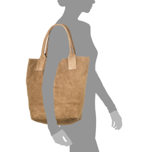 Chiusi Bolso Shopper Mujer.Piel auténtica Gamuza