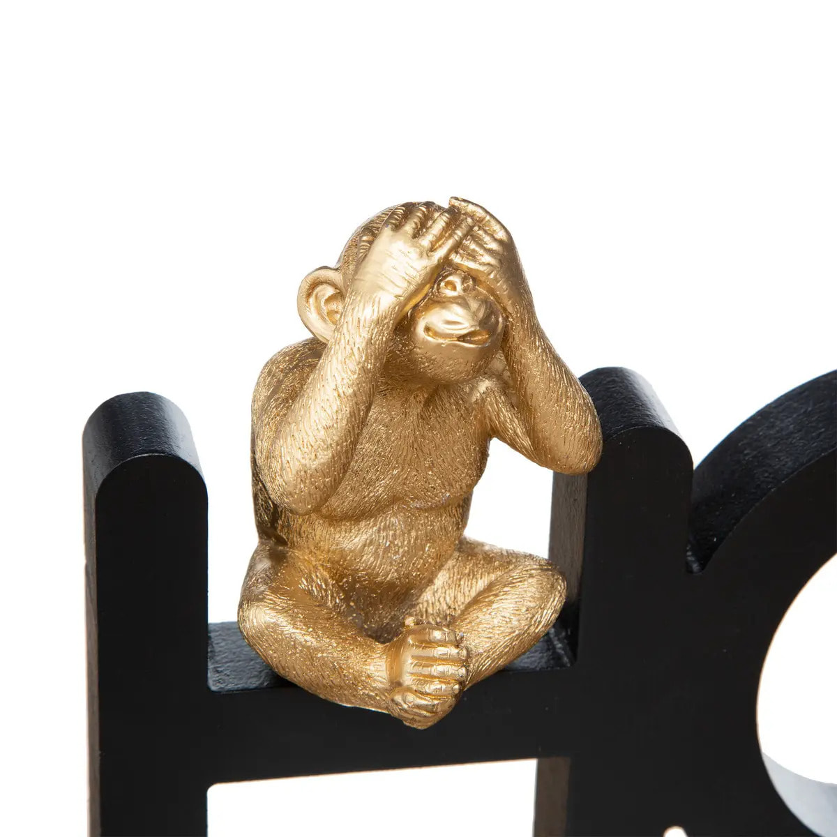 Mot déco "Kama" singe bois noir 37,3x16cm