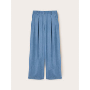 Motivi - Pantaloni palazzo con pieghe in lyocell - Azzurro