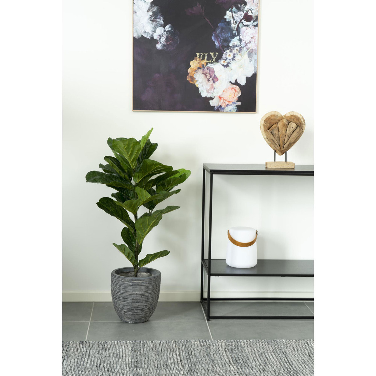 Ficus lyrata artificiale Fiddle Leaf Tree verde H 100 cm