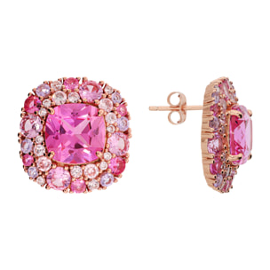 Orecchini a Lobo in Argento 925 con Pavé Misto di Cubic Zirconia Rosa Effetto Degradé