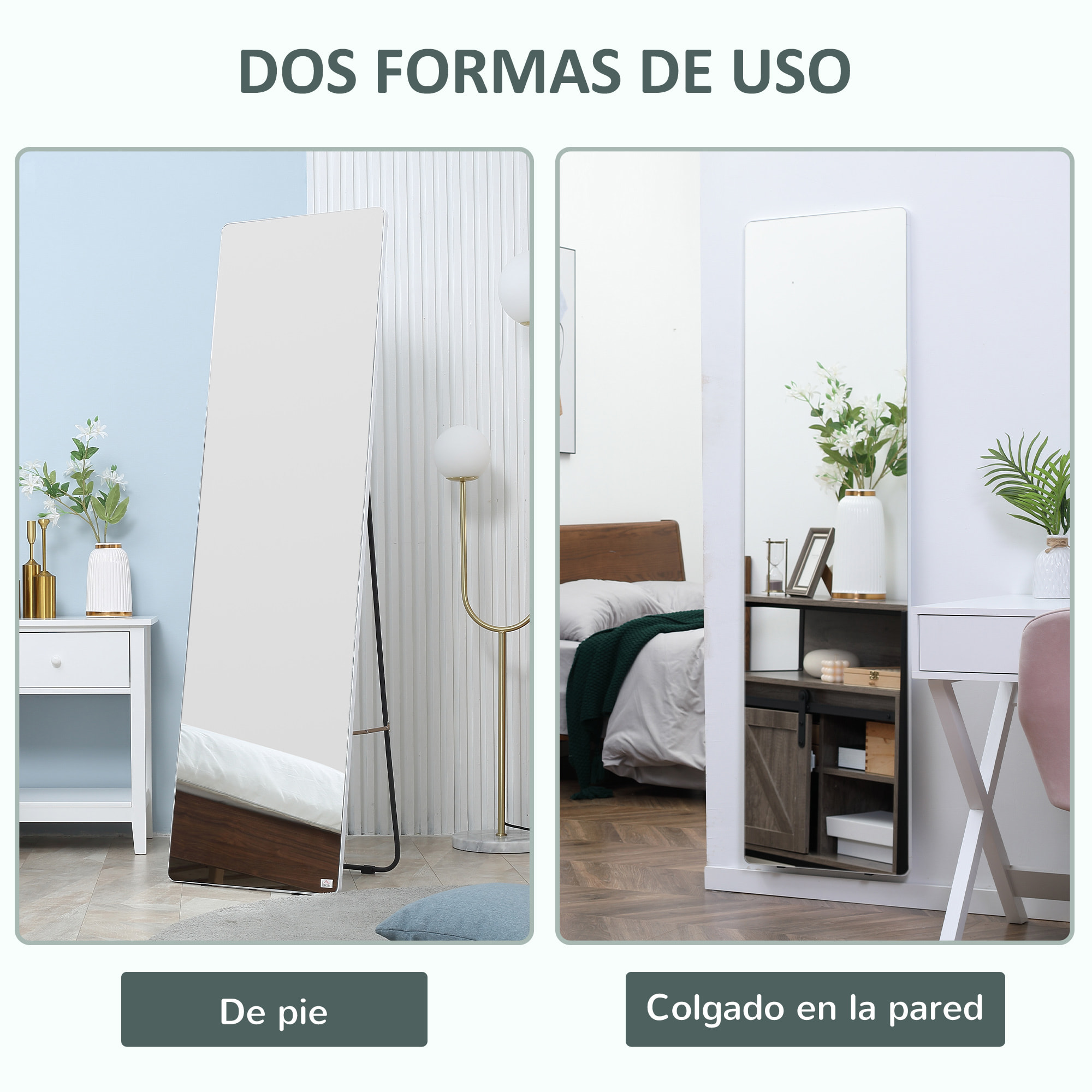 Espejo de Pie de Cuerpo Entero 45x37x158,5 cm con Marco de Aleación de Aluminio