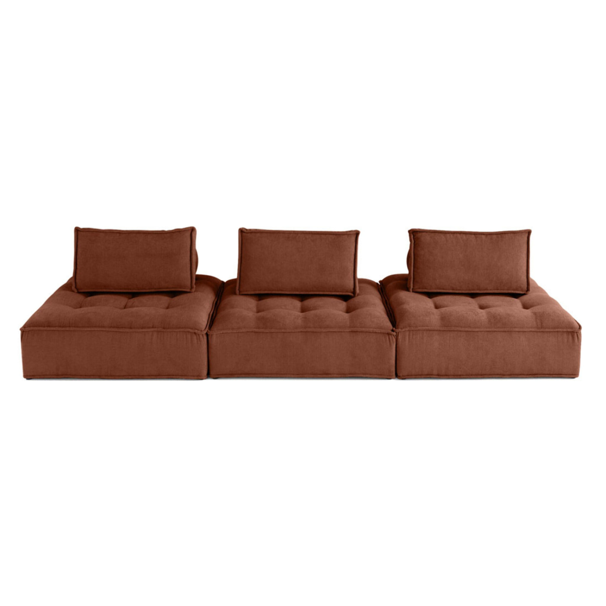 Marisol - canapé modulable droit 3 places - velours texturé - Terracotta