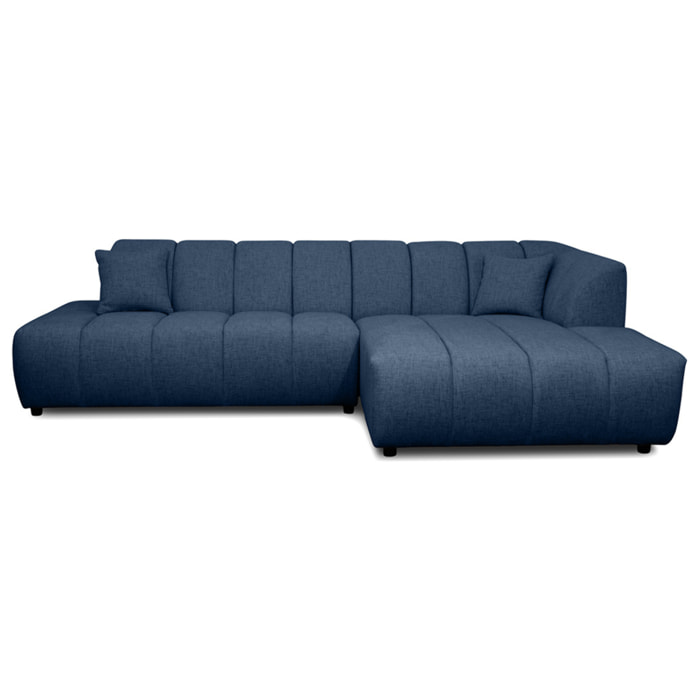 Curtis - canapé d'angle droit 4 places sans accoudoir en tissu texturé - Bleu