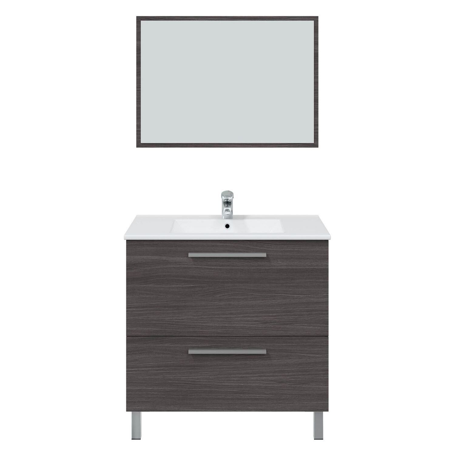 Mueble baño luis 1p1c 80cm gris ceniza con espejo, sin lavabo