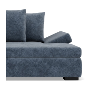 Vermont - canapé droit 4 places avec double méridienne - assise profonde - en velours texturé - Bleu