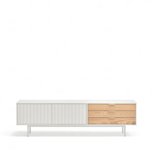 Mueble de televisión Sierra 2 puertas y 3 cajones blanco y roble