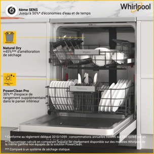 Lave vaisselle 60 cm WHIRLPOOL WH3FB14BN71X
