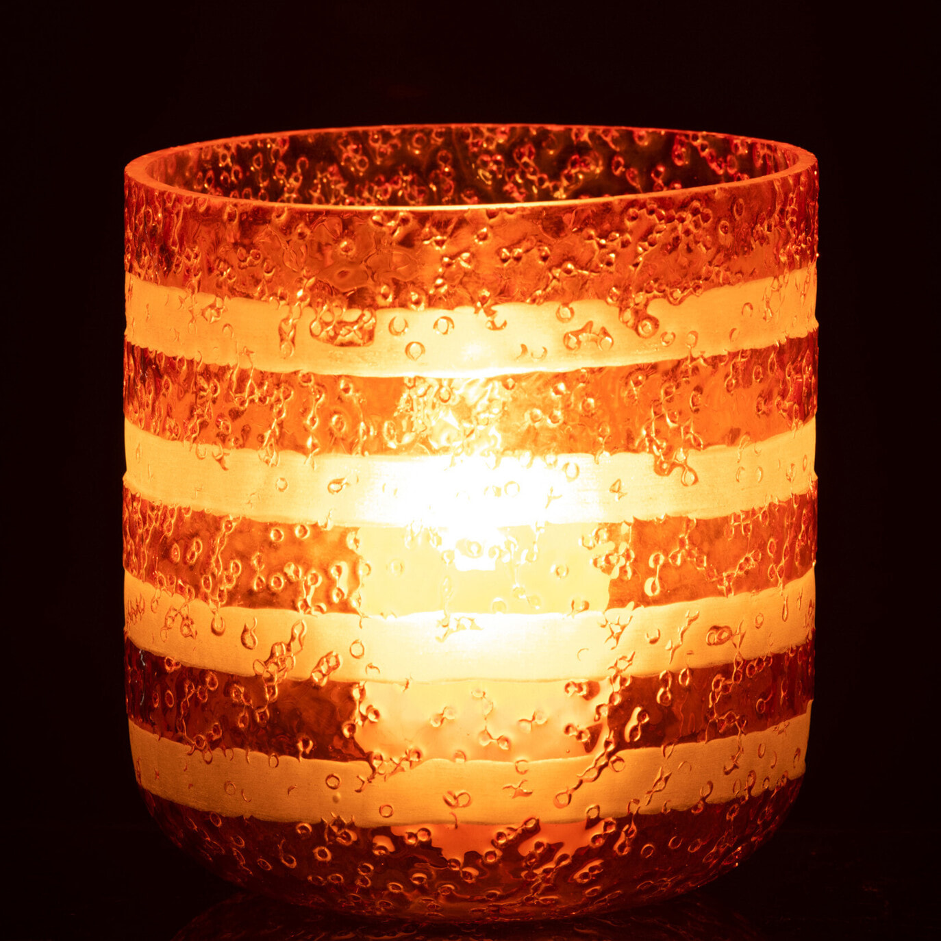 J-Line photophore Lignes - verre - orange/blanc - large