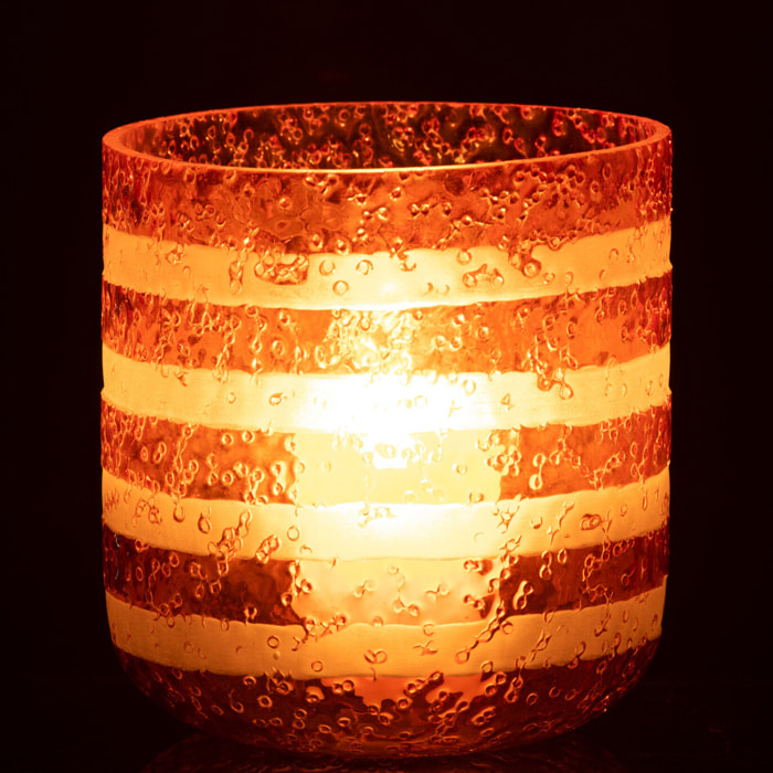 J-Line photophore Lignes - verre - orange/blanc - large