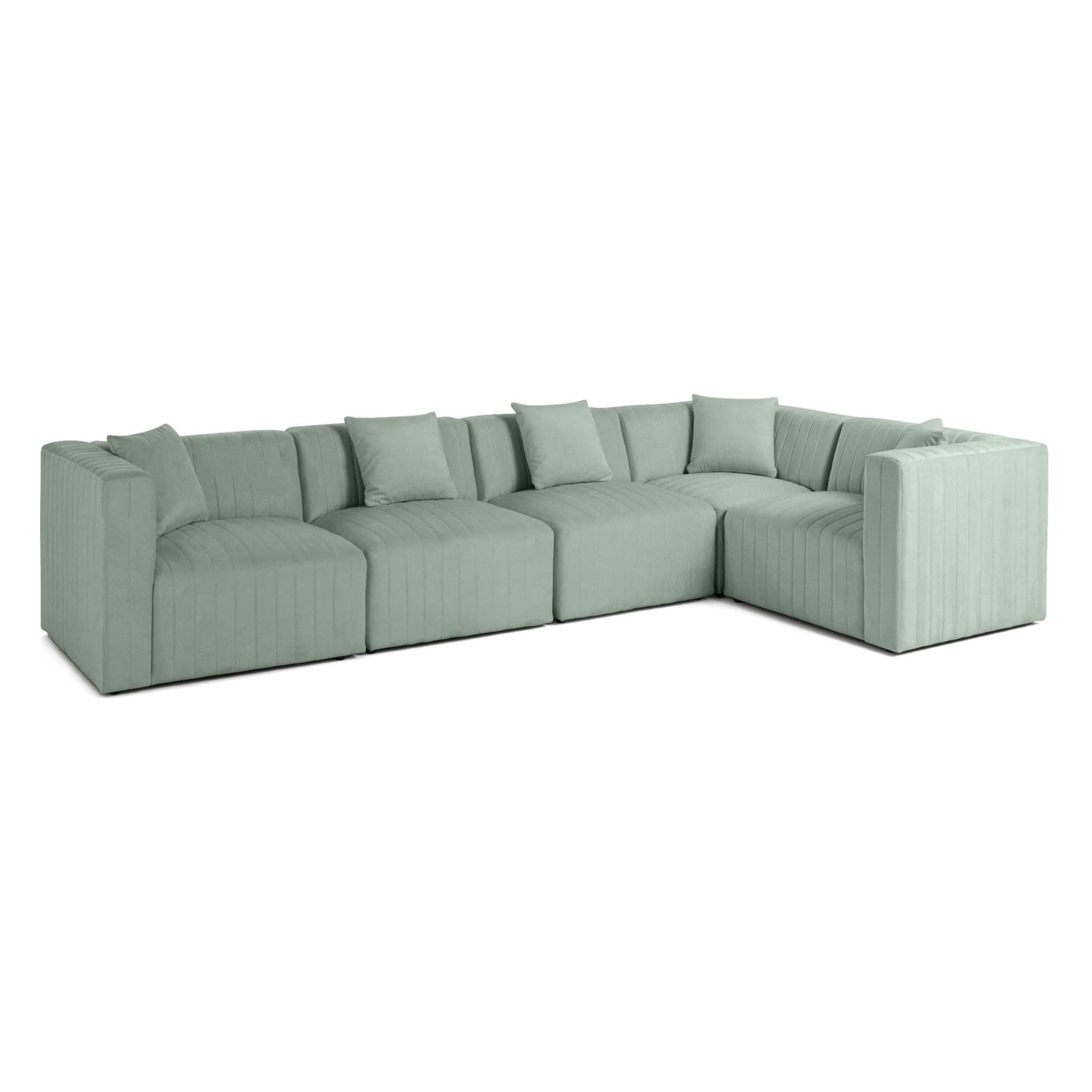 Nova - canapé modulable d'angle réversible - 6 places - avec pouf d'appoint - en velours - Bleu