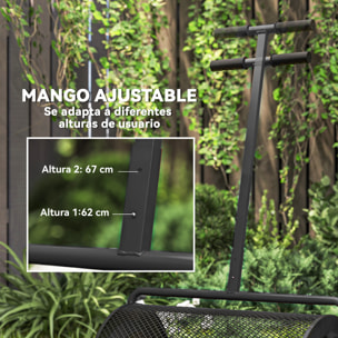 Esparcidor de Compost 300L 70x40x112 cm Esparcidor de Abono para Césped con Asa Ajustable Cesto de Malla Metálica para Cuidado de Césped Jardín Negro