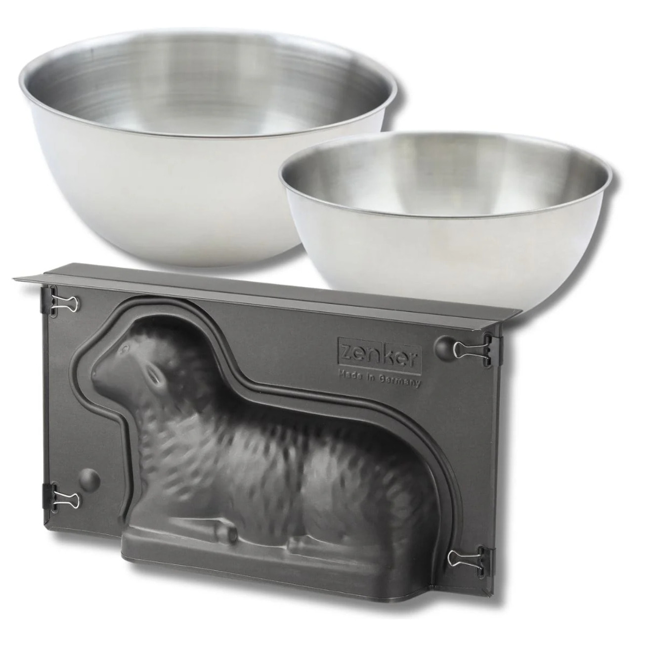 Set pâtisserie avec moule 3D agneau de Pâques 900 ml, 2 bols à mixer et spatule Zenker