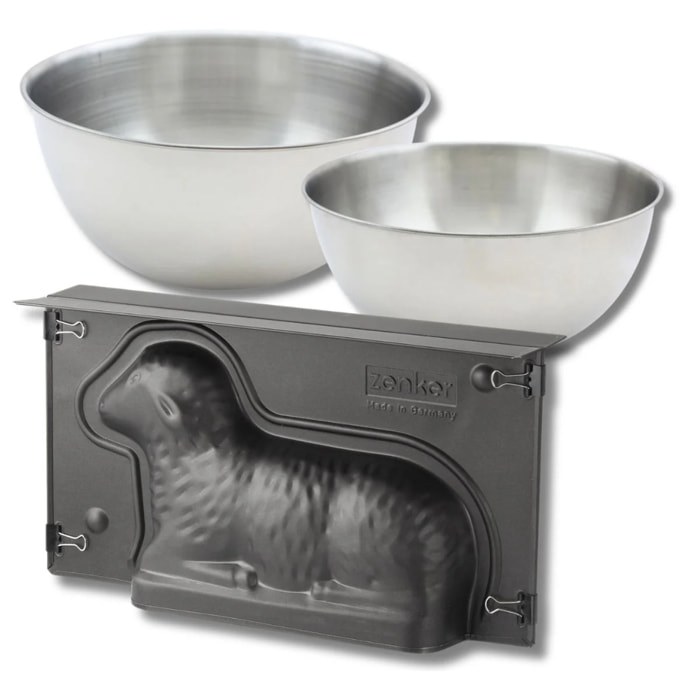 Set pâtisserie avec moule 3D agneau de Pâques 900 ml, 2 bols à mixer et spatule Zenker