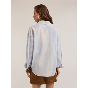 Motivi - Camisa holgada de rayas con lurex - Light - blue