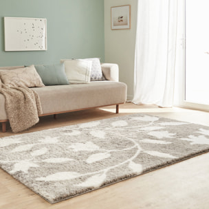 Oslo - tapis de salon à poils longs avec motifs linéaires gris