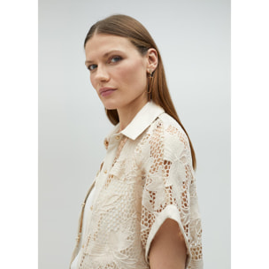 Camicia corta traforata guipure