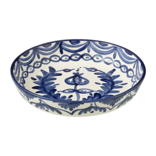 J-Line plat Granada Low - céramique - blanc/bleu - large - Ø 25 cm